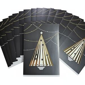Greeting Card 16 Pack Friends Family Christmas Hallmark Tree Gold Spark Holiday